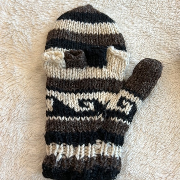 Homemade knit wool Flip Top Gloves - Picture 2 of 8